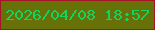 文字の大きさ：3、枠の色：a41627、背景の色：687008、文字の色：14d360 無料ブログパーツのブログ時計