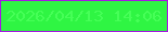 文字の大きさ：1、枠の色：a418e2、背景の色：2ff543、文字の色：46ff57 無料ブログパーツのブログ時計