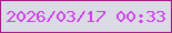 文字の大きさ：5、枠の色：a41b8a、背景の色：dadbe5、文字の色：cd43e5 無料ブログパーツのブログ時計