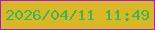 文字の大きさ：5、枠の色：a41bd7、背景の色：d8b925、文字の色：3eb35a 無料ブログパーツのブログ時計