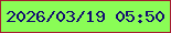 文字の大きさ：2、枠の色：a41d30、背景の色：8afd56、文字の色：140f70 無料ブログパーツのブログ時計