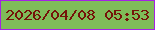 文字の大きさ：1、枠の色：a422e4、背景の色：7fbc59、文字の色：751309 無料ブログパーツのブログ時計