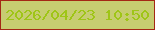 文字の大きさ：5、枠の色：a42815、背景の色：c7cd71、文字の色：9fc517 無料ブログパーツのブログ時計