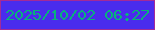 文字の大きさ：1、枠の色：a42a97、背景の色：4a2ced、文字の色：08b27b 無料ブログパーツのブログ時計