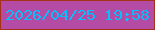 文字の大きさ：4、枠の色：a43118、背景の色：b44ca6、文字の色：07bffa 無料ブログパーツのブログ時計