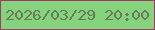 文字の大きさ：5、枠の色：a43966、背景の色：85d47d、文字の色：6a7959 無料ブログパーツのブログ時計
