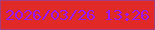文字の大きさ：4、枠の色：a43c80、背景の色：e12a27、文字の色：9c15f5 無料ブログパーツのブログ時計