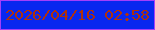 文字の大きさ：1、枠の色：a43efa、背景の色：0927ef、文字の色：ae310c 無料ブログパーツのブログ時計