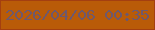 文字の大きさ：4、枠の色：a43f10、背景の色：b95b08、文字の色：6e586d 無料ブログパーツのブログ時計