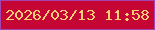 文字の大きさ：5、枠の色：a444b1、背景の色：c50534、文字の色：f7cc74 無料ブログパーツのブログ時計