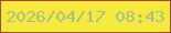 文字の大きさ：1、枠の色：a44e00、背景の色：f6ea41、文字の色：a8bd82 無料ブログパーツのブログ時計