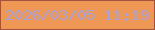 文字の大きさ：1、枠の色：a4513f、背景の色：ef9755、文字の色：a8a1d8 無料ブログパーツのブログ時計