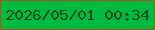 文字の大きさ：3、枠の色：a4581d、背景の色：00bb40、文字の色：244e1c 無料ブログパーツのブログ時計