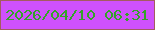 文字の大きさ：1、枠の色：a45b60、背景の色：cf51fc、文字の色：34a329 無料ブログパーツのブログ時計