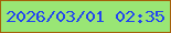 文字の大きさ：1、枠の色：a46009、背景の色：99e675、文字の色：2246f0 無料ブログパーツのブログ時計