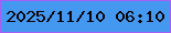 文字の大きさ：5、枠の色：a460f6、背景の色：4598ef、文字の色：0b060b 無料ブログパーツのブログ時計