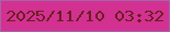 文字の大きさ：5、枠の色：a464a9、背景の色：d33192、文字の色：6a1f1f 無料ブログパーツのブログ時計