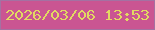 文字の大きさ：2、枠の色：a471a2、背景の色：ca5592、文字の色：e2d962 無料ブログパーツのブログ時計
