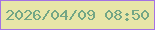 文字の大きさ：4、枠の色：a472e4、背景の色：e8e6a8、文字の色：73a685 無料ブログパーツのブログ時計