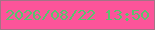 文字の大きさ：1、枠の色：a47386、背景の色：fc549a、文字の色：59c26e 無料ブログパーツのブログ時計