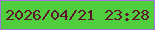 文字の大きさ：2、枠の色：a475df、背景の色：51ce3d、文字の色：5d142c 無料ブログパーツのブログ時計