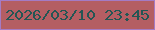 文字の大きさ：1、枠の色：a47bc5、背景の色：b45e63、文字の色：235654 無料ブログパーツのブログ時計