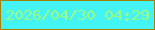 文字の大きさ：4、枠の色：a47f02、背景の色：44f3f4、文字の色：9dfc82 無料ブログパーツのブログ時計