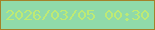 文字の大きさ：1、枠の色：a48129、背景の色：90daa9、文字の色：beea74 無料ブログパーツのブログ時計