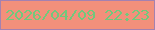 文字の大きさ：5、枠の色：a481b0、背景の色：f2907b、文字の色：72c87c 無料ブログパーツのブログ時計
