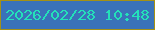 文字の大きさ：5、枠の色：a49115、背景の色：3a72b9、文字の色：24e1b9 無料ブログパーツのブログ時計
