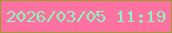 文字の大きさ：4、枠の色：a49838、背景の色：fd72a0、文字の色：8ff2c2 無料ブログパーツのブログ時計