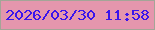 文字の大きさ：2、枠の色：a4a597、背景の色：e596ad、文字の色：3b14ec 無料ブログパーツのブログ時計