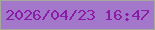 文字の大きさ：4、枠の色：a4a99c、背景の色：a377ca、文字の色：8b1ca5 無料ブログパーツのブログ時計