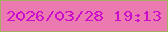 文字の大きさ：2、枠の色：a4ad64、背景の色：ea7ab0、文字の色：cd0bcb 無料ブログパーツのブログ時計