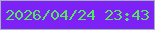 文字の大きさ：3、枠の色：a4afc1、背景の色：7e21f6、文字の色：56e55e 無料ブログパーツのブログ時計