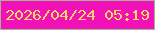 文字の大きさ：2、枠の色：a4b197、背景の色：f210b8、文字の色：feda5e 無料ブログパーツのブログ時計