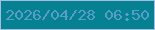 文字の大きさ：5、枠の色：a4bedf、背景の色：058192、文字の色：589ec8 無料ブログパーツのブログ時計