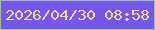 文字の大きさ：3、枠の色：a4bf96、背景の色：7458ed、文字の色：f5d685 無料ブログパーツのブログ時計