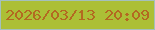 文字の大きさ：2、枠の色：a4c0bd、背景の色：acbf36、文字の色：b36921 無料ブログパーツのブログ時計