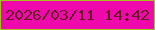 文字の大きさ：1、枠の色：a4c41b、背景の色：ef08ac、文字の色：641d1f 無料ブログパーツのブログ時計