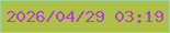 文字の大きさ：3、枠の色：a4d497、背景の色：afc046、文字の色：ae44cd 無料ブログパーツのブログ時計