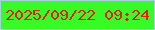 文字の大きさ：5、枠の色：a4d4da、背景の色：38fa28、文字の色：e31f05 無料ブログパーツのブログ時計