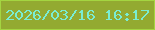 文字の大きさ：1、枠の色：a4d541、背景の色：93aa31、文字の色：7aedd3 無料ブログパーツのブログ時計