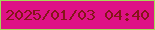 文字の大きさ：5、枠の色：a4db57、背景の色：de1286、文字の色：851619 無料ブログパーツのブログ時計