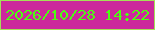 文字の大きさ：2、枠の色：a4e058、背景の色：cc289c、文字の色：4bfe11 無料ブログパーツのブログ時計