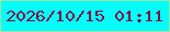 文字の大きさ：1、枠の色：a4e0a3、背景の色：03fdf9、文字の色：841046 無料ブログパーツのブログ時計