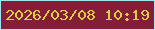 文字の大きさ：2、枠の色：a4e2f5、背景の色：841e36、文字の色：dacf44 無料ブログパーツのブログ時計