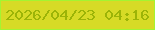 文字の大きさ：5、枠の色：a4f432、背景の色：d7db26、文字の色：9cb407 無料ブログパーツのブログ時計
