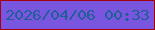文字の大きさ：4、枠の色：a5010b、背景の色：7a55e0、文字の色：205e96 無料ブログパーツのブログ時計