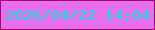 文字の大きさ：1、枠の色：a5036a、背景の色：e76fed、文字の色：11e1dc 無料ブログパーツのブログ時計